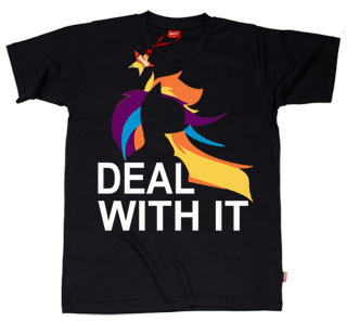 STARDUST BRONY DEAL WITH IT KIDS BOYS T-SHIRT BLACK 