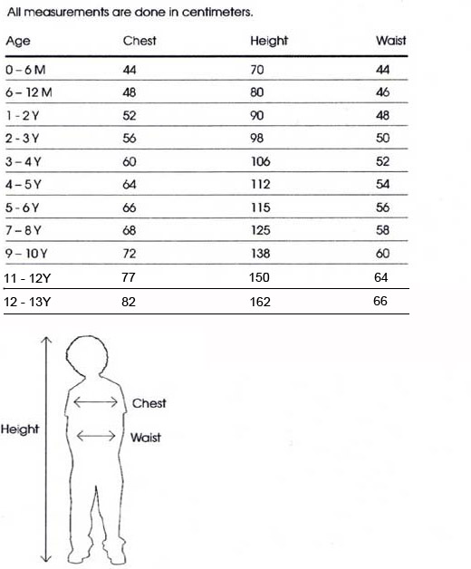 Stardust Cool Kids Clothes : Size Charts